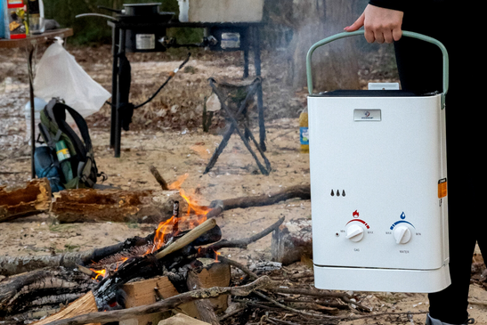 cooking with a portable propane water heater eccotemp europe